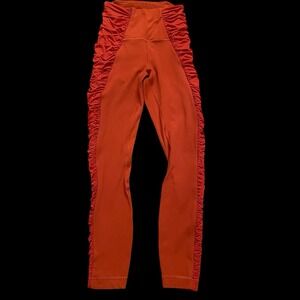 Lululemon Align Pant High Rise Leggings Cayenne Womens 4 25" Ruched Sides Yoga